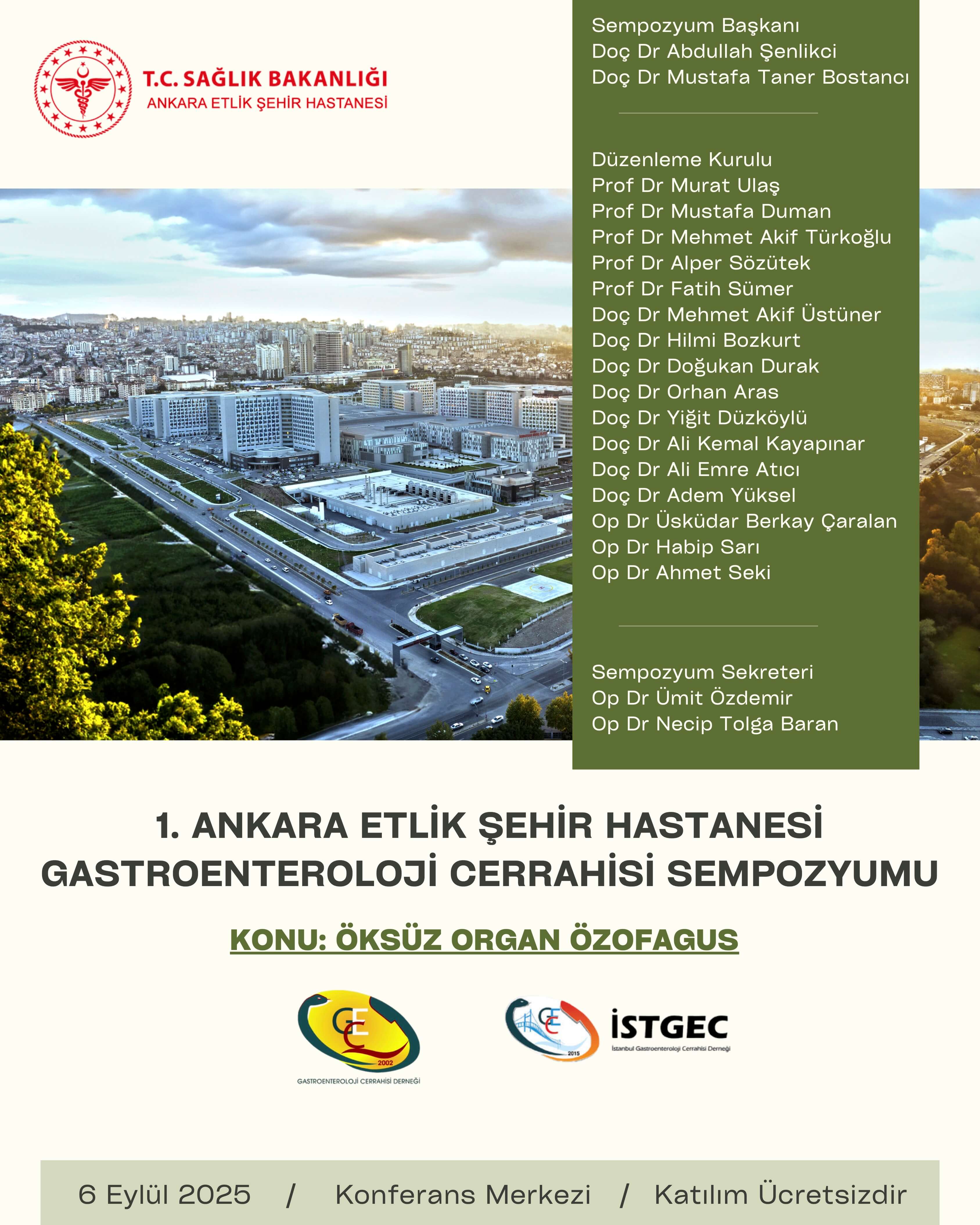 1. Ankara Etlik Şehir Hastanesi Gastroenteroloji Cerrahisi Sempozyumu: Öksüz Organ Özofagus
